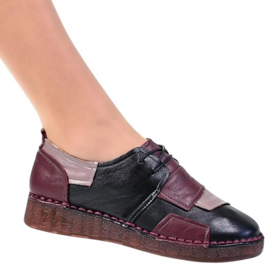 Дамски обувки естествена кожа в черно и бордо | Alba.bg Дамски обувки естествена кожа в черно и бордо | Alba.bg