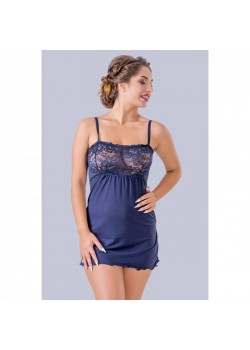 Дамска дантелена нощница в тъмносин цвят EVT203