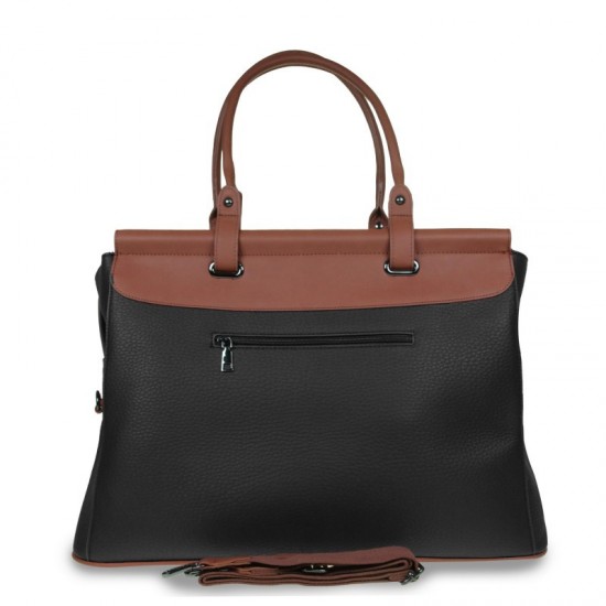 Дамска чанта от еко кожа в черно и кафяво WB002 | Alba.bg Дамска чанта от еко кожа в черно и кафяво WB002 | Alba.bg