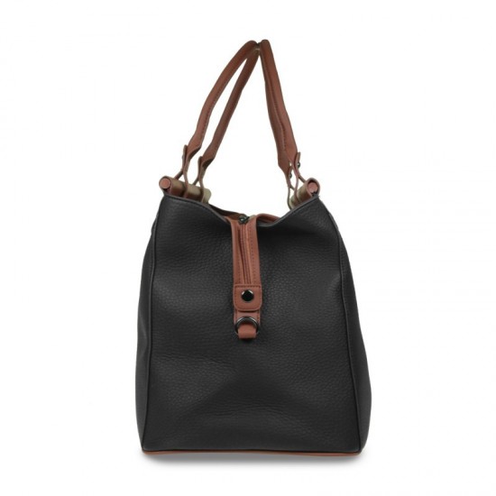 Дамска чанта от еко кожа в черно и кафяво WB002 | Alba.bg Дамска чанта от еко кожа в черно и кафяво WB002 | Alba.bg