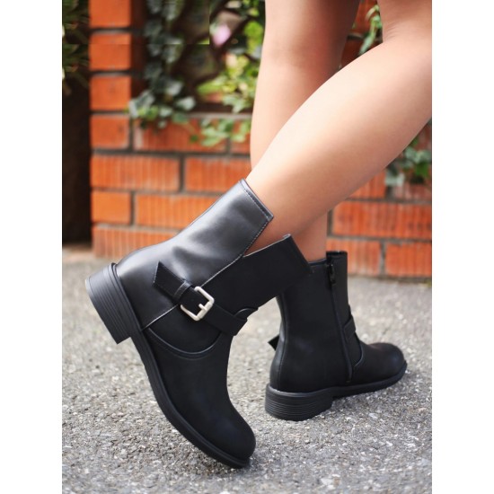 Дамски боти с нисък ток в черен цвят TT25  | Alba.bg