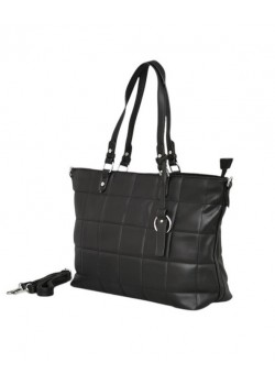 Дамска чанта от еко кожа в черен цвят - среден размер