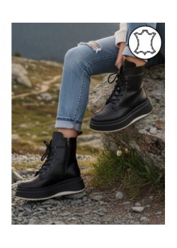 Дамски боти от естествена кожа в черен цвят V104