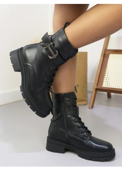 Дамски боти с нисък ток в черен цвят LK005