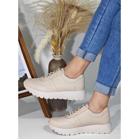 Дамски ежеднежни обувки в бежов цвят- спортни 8082  | Alba.bg