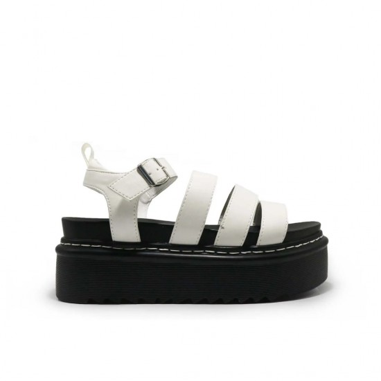 Дамски сандали на висока платформа в бял цвят BC003  | Alba.bg