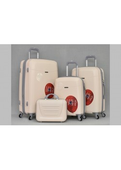 Комплект 3 куфара и чанта за ръчен багаж бежов цвят LP223 Комплект 3 куфара и чанта за ръчен багаж бежов цвят LP223