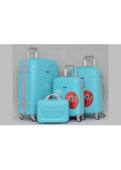Комплект 3 куфара и чанта за ръчен багаж син цвят LP224 Комплект 3 куфара и чанта за ръчен багаж син цвят LP224