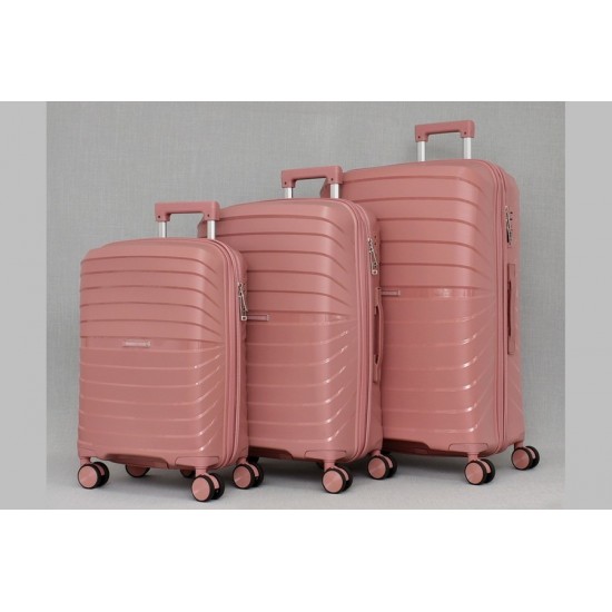 Комплект от 3 куфара - Полипропилен - цвят розов  | Alba.bg