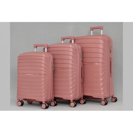 Комплект от 3 куфара - Полипропилен - цвят розов  | Alba.bg