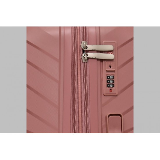 Комплект от 3 куфара - Полипропилен - цвят розов  | Alba.bg