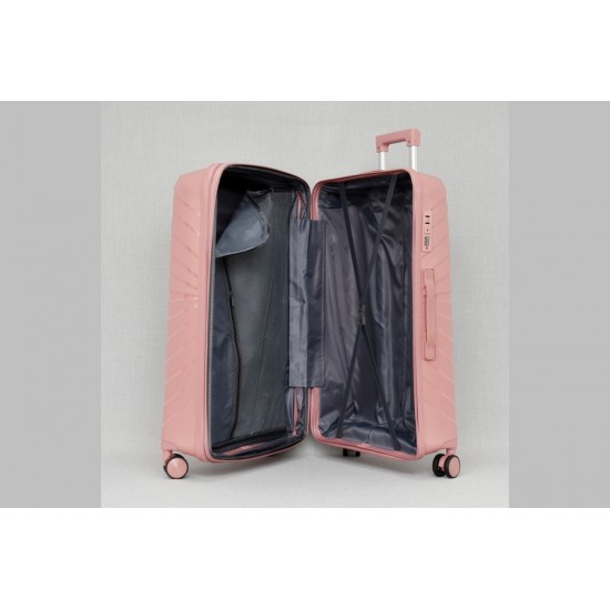 Комплект от 3 куфара - Полипропилен - цвят розов  | Alba.bg