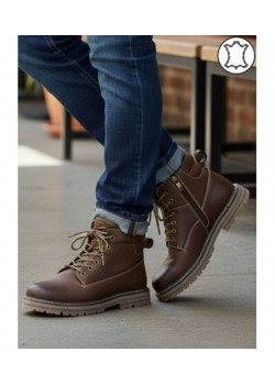 Мъжки боти естествена кожа в кафяв цвят TN881 Мъжки боти естествена кожа в кафяв цвят TN881