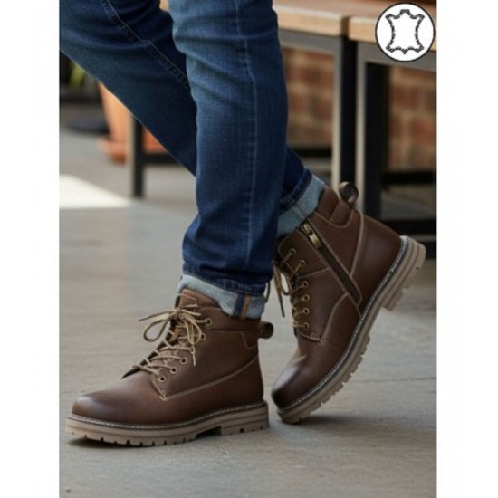 Мъжки боти естествена кожа в кафяв цвят TN881 | Alba.bg Мъжки боти естествена кожа в кафяв цвят TN881 | Alba.bg