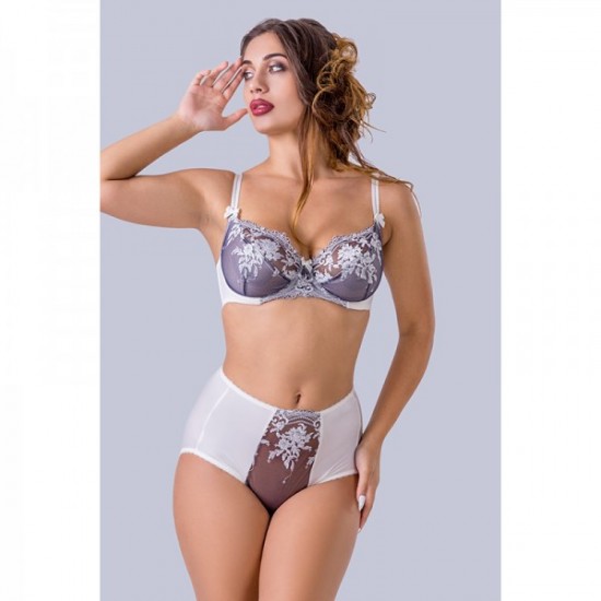 Сутиен с полуподплънки в сметана и син цвят AB772 | Alba.bg Сутиен с полуподплънки в сметана и син цвят AB772 | Alba.bg