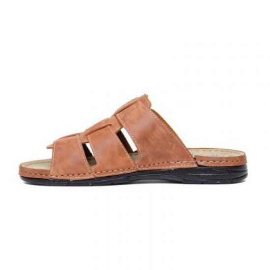 Мъжки отворени чехли в светло кафяв цвят W4087  | Alba.bg