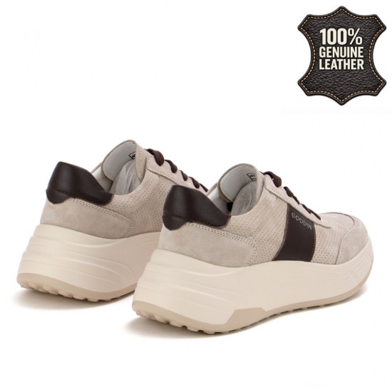 Дамски маратонки от естествен велур в бежов цвят GL558  | Alba.bg