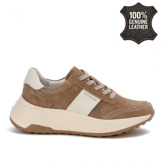 Дамски маратонки от естествен велур в кафяв цвят GL559  | Alba.bg