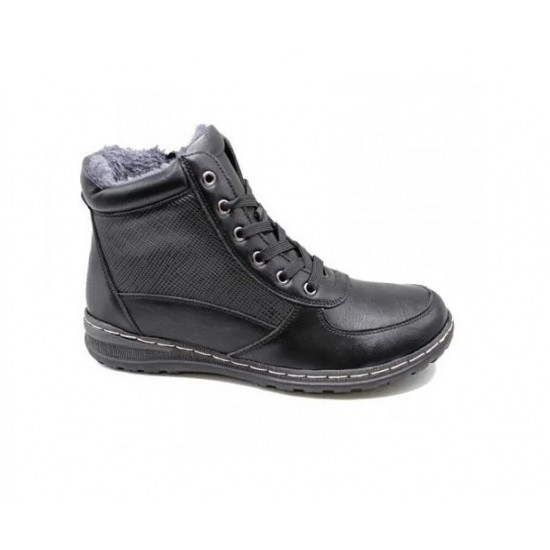 Дамски боти в черен цвят с дебел пух X993  | Alba.bg