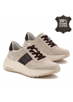 Дамски маратонки от естествен велур в бежов цвят GL558