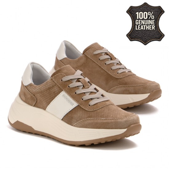 Дамски маратонки от естествен велур в кафяв цвят GL559  | Alba.bg