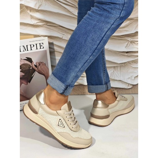 Дамски маратонки в бежов цвят L-12  | Alba.bg