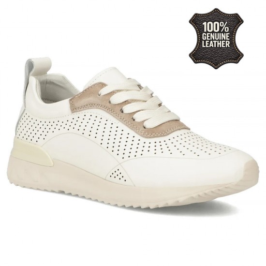 Дамски спортни обувки от естествена кожа в бежов цвят L2627  | Alba.bg