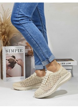 Дамски спортни обувки в бежов цвят, мрежести FF992