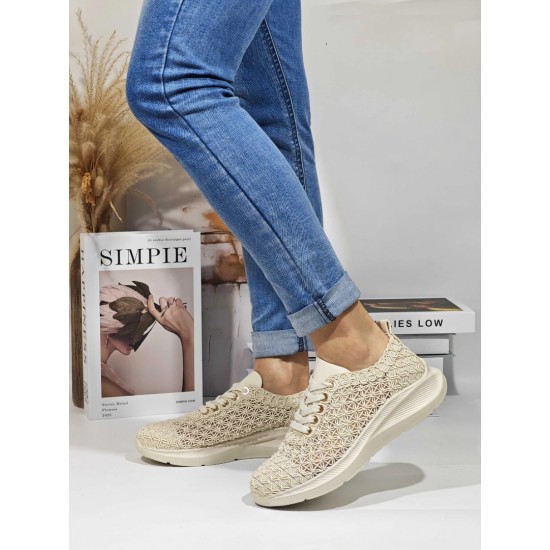 Дамски спортни обувки в бежов цвят, мрежести FF992 | Alba.bg Дамски спортни обувки в бежов цвят, мрежести FF992 | Alba.bg