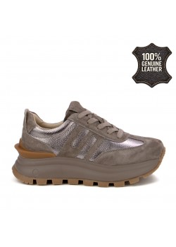 Дамски маратонки от естествена кожа в тъмно сив цвят GL551