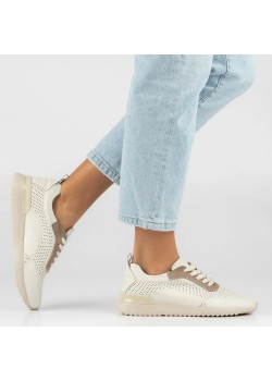 Дамски спортни обувки от естествена кожа в бежов цвят L2627